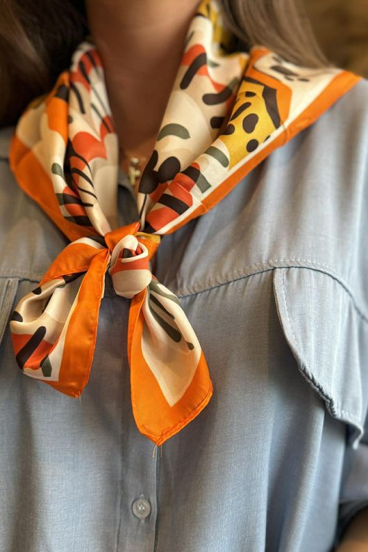 Matteao Silky Blend Square Scarf Orange